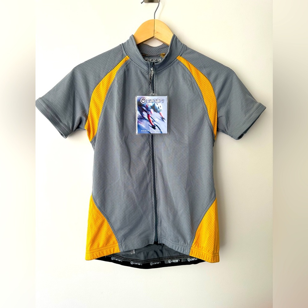 NWT | Canari | Size S | Gray and Yellow Full Zip Cycling Jersey